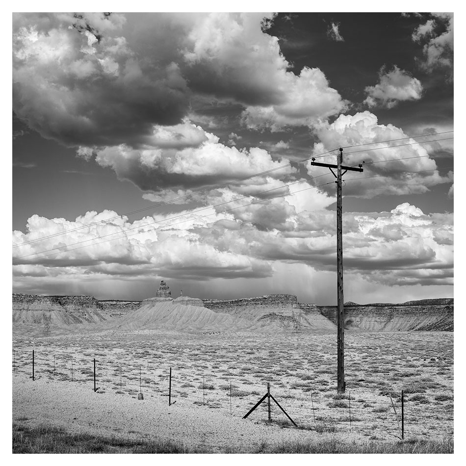 recinzione, palo e nuvole, Arizona